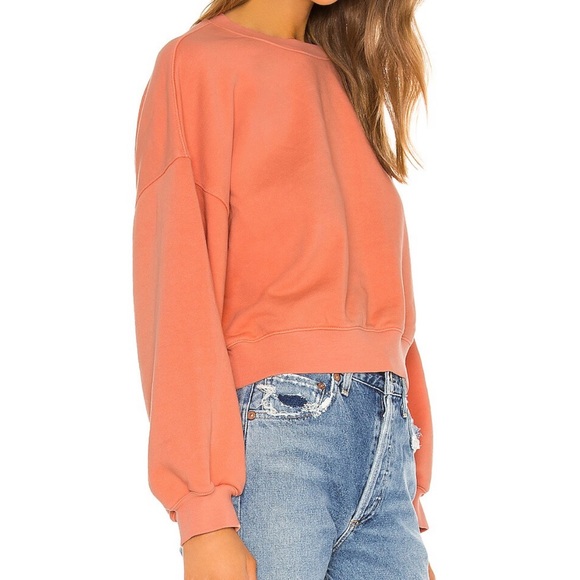 Agolde Balloon Sleeve Cropped Sweatshirt Small Orange - Picture 2 of 7